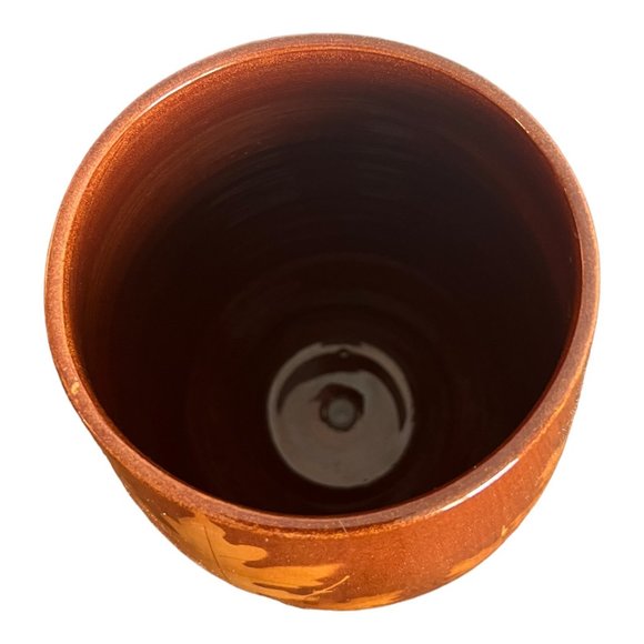 Alvino Bagni Italian Designed Leaf Pattern Vase 7.5" Brown Ceramic - Picture 5 of 7